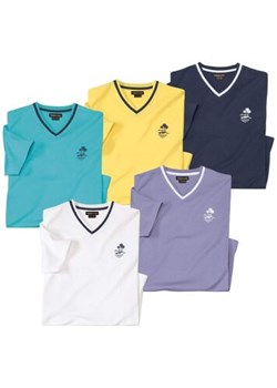 Zestaw 5 gładkich koszulek z dekoltem w serek ze sklepu Atlas For Men w kategorii T-shirty męskie - zdjęcie 189103125