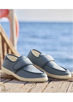 Płócienne mokasyny z rzepem ze sklepu Atlas For Men w kategorii Mokasyny męskie - zdjęcie 189103169