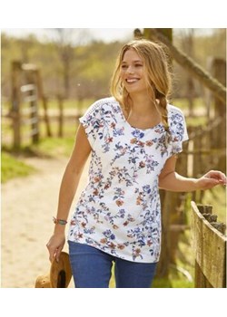 Bluzka z kwiatowym nadrukiem i makramą ze sklepu Atlas For Men w kategorii Bluzki damskie - zdjęcie 189103228