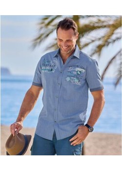 Niebieska koszula z popeliny flammé ze sklepu Atlas For Men w kategorii Koszule męskie - zdjęcie 189103239