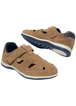 Sandały z naturalnej, zamszowej skóry ze sklepu Atlas For Men w kategorii Mokasyny męskie - zdjęcie 189104096