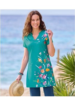 Tunika z kołnierzem djellaba i kwiatowym nadrukiem ze sklepu atlas-for-men w kategorii Bluzki damskie - zdjęcie 189104256