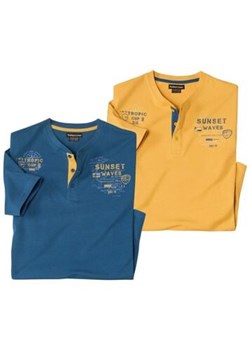 Zestaw 2 koszulek z dekoltem z guzikami Tropic Cup ze sklepu Atlas For Men w kategorii T-shirty męskie - zdjęcie 189104285