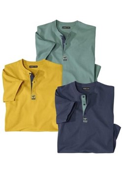 Zestaw 3 koszulek z dekoltem z guzikami Travel ze sklepu Atlas For Men w kategorii T-shirty męskie - zdjęcie 189104336