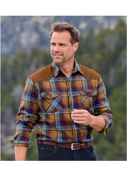 Flanelowa koszula w kratę ze wstawkami ze sztucznego zamszu ze sklepu Atlas For Men w kategorii Koszule męskie - zdjęcie 189104376