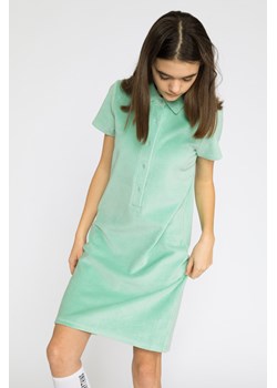 Miętowa welurowa sukienka dla dziewczyny z kołnierzykiem, Rozmiar - 146, Kolor - Miętowy ze sklepu REPORTER w kategorii Sukienki dziewczęce - zdjęcie 189104538