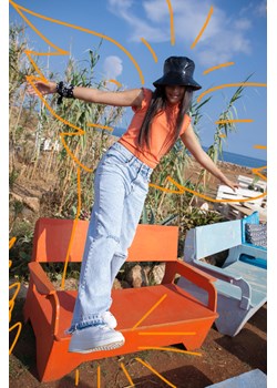 Prążkowana pomarańczowa bluzka dla dziewczyny z półgolfem, Rozmiar - 140, Kolor - Pomarańczowy ze sklepu REPORTER w kategorii Bluzki dziewczęce - zdjęcie 189104638