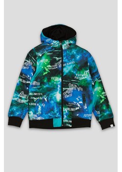 Niebieska wzorzysta dwustronna kurtka przejściowa z kapturem, Rozmiar - 182, Kolor - Multikolor ze sklepu REPORTER w kategorii Kurtki chłopięce - zdjęcie 189105035