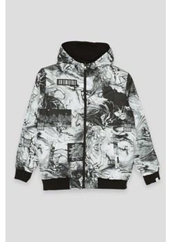 Czarno-biała wzorzysta dwustronna kurtka przejściowa z kapturem, Rozmiar - 140, Kolor - Multikolor ze sklepu REPORTER w kategorii Kurtki chłopięce - zdjęcie 189105039