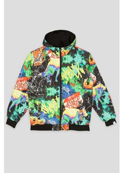 Wielobarwna wzorzysta dwustronna kurtka przejściowa z kapturem, Rozmiar - 176, Kolor - Multikolor ze sklepu REPORTER w kategorii Kurtki chłopięce - zdjęcie 189105088