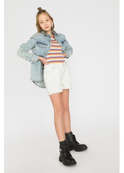 Krótkie jeansowe spodenki dla dziewczyny, Rozmiar - 140, Kolor - Błękitny ze sklepu REPORTER w kategorii Spodenki dziewczęce - zdjęcie 189105266