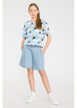 Krótkie jeansowe spodenki na gumce, Rozmiar - 146, Kolor - Niebieski ze sklepu REPORTER w kategorii Spodenki dziewczęce - zdjęcie 189105286
