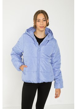 Fioletowa ocieplana pikowana kurtka z kapturem i nadrukami, Rozmiar - 140, Kolor - Fioletowy ze sklepu REPORTER w kategorii Kurtki dziewczęce - zdjęcie 189105789