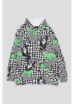 Wielobarwna bluza dresowa z kapturem i nadrukami, Rozmiar - 182, Kolor - Multikolor ze sklepu REPORTER w kategorii Bluzy chłopięce - zdjęcie 189105918