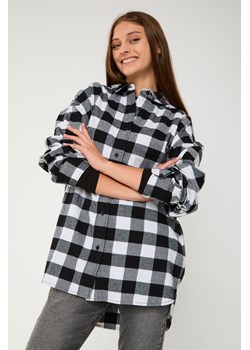 Czarno-biała koszula w kratę oversize, Rozmiar - 140, Kolor - Czarny ze sklepu REPORTER w kategorii Koszule dziewczęce - zdjęcie 189105968