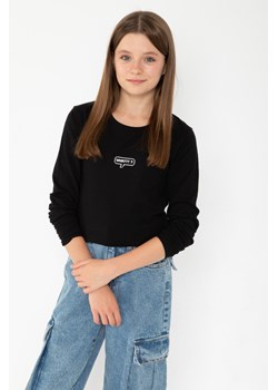 Czarna bluzka z długim rękawem i nadrukiem, Rozmiar - 140, Kolor - Czarny ze sklepu REPORTER w kategorii Bluzki dziewczęce - zdjęcie 189106019