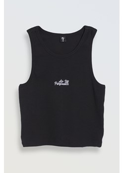 Czarny top na ramiączkach z bawełny prążkowanej, Rozmiar - 140, Kolor - Czarny ze sklepu REPORTER w kategorii Bluzki dziewczęce - zdjęcie 189106535