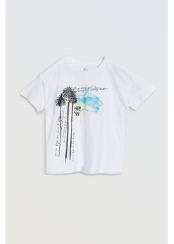 Biały t-shirt z kolorowymi nadrukami z przodu, Rozmiar - 140, Kolor - Biały ze sklepu REPORTER w kategorii Bluzki dziewczęce - zdjęcie 189106718