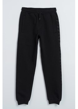Czarne spodnie dresowe REGULAR z nadrukiem na nogawce, Rozmiar - 146, Kolor - Czarny ze sklepu REPORTER w kategorii Spodnie chłopięce - zdjęcie 189107379