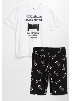 Czarno-biała bawełniana piżama z nadrukami, Rozmiar - 140, Kolor - Multikolor ze sklepu REPORTER w kategorii Piżamy dziecięce - zdjęcie 189107525