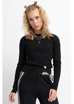 Czarna bluzka z dzianiny prążkowanej z ozdobnie marszczonym dołem, Rozmiar - 170, Kolor - Czarny ze sklepu REPORTER w kategorii Bluzki dziewczęce - zdjęcie 189107558