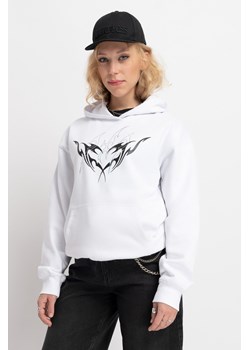 Biała bluza REGULAR z kapturem z kontrastową grafiką z przodu, Rozmiar - 140, Kolor - Biały ze sklepu REPORTER w kategorii Bluzy dziewczęce - zdjęcie 189107637