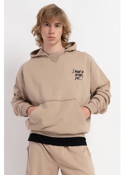 Beżowa bluza BOXY z kapturem z nadrukiem, Rozmiar - 140, Kolor - Beżowy ze sklepu REPORTER w kategorii Bluzy chłopięce - zdjęcie 189107685