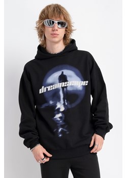 Czarna bluza OVERSIZE z kapturem z autorska grafiką z przodu, Rozmiar - 140, Kolor - Czarny ze sklepu REPORTER w kategorii Bluzy chłopięce - zdjęcie 189107935