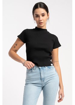 Czarna bluzka z półgolfem z dzianiny prążkowanej, Rozmiar - 170, Kolor - Czarny ze sklepu REPORTER w kategorii Bluzki dziewczęce - zdjęcie 189108296