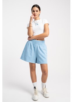 Jasnoniebieskie krótkie spodenki dresowe REGULAR bez nadruków, Rozmiar - 140, Kolor - Niebieski ze sklepu REPORTER w kategorii Spodenki dziewczęce - zdjęcie 189108335