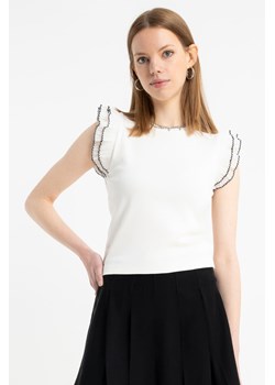 Biała bluzka z ozdobnymi rękawami, Rozmiar - 140, Kolor - Biały ze sklepu REPORTER w kategorii Bluzki dziewczęce - zdjęcie 189108657