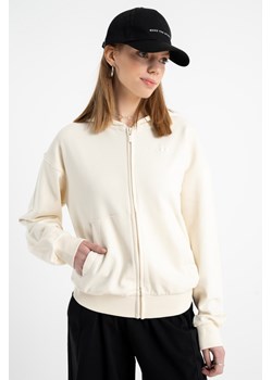 Kremowa bluza REGULAR z kapturem z minimalistycznym nadrukiem, Rozmiar - 140, Kolor - Kremowy ze sklepu REPORTER w kategorii Bluzy dziewczęce - zdjęcie 189108676