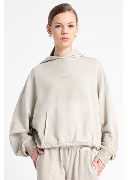 Beżowa bluza BOXY z efektem sprania z kapturem, Rozmiar - 146, Kolor - Beżowy ze sklepu REPORTER w kategorii Bluzy dziewczęce - zdjęcie 189109248