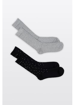 Szaro-czarny zestaw skarpet z ozdobnymi dżetami 2-PAK, Rozmiar -  31, Kolor - Czarny ze sklepu REPORTER w kategorii Skarpetki dziecięce - zdjęcie 189109699
