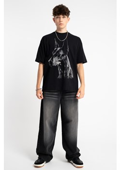 Czarne spodnie jeansowe o kroju BAGGY z efektem sprania, Kolor - Czarny, Rozmiar - 182 ze sklepu REPORTER w kategorii Spodnie chłopięce - zdjęcie 189109887