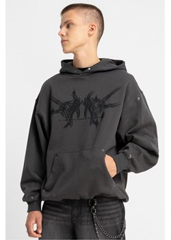 Ciemnoszara bluza OVERSIZE z kapturem z autorska grafiką z przodu, Rozmiar - 146, Kolor - Ciemny szary ze sklepu REPORTER w kategorii Bluzy chłopięce - zdjęcie 189109918