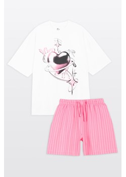 Bawełniana piżama z autorską grafiką, Rozmiar - 146, Kolor - Różowy ze sklepu REPORTER w kategorii Piżamy dziecięce - zdjęcie 189110145