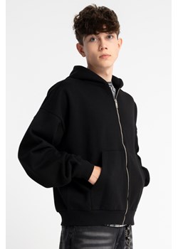 Czarna bluza BOXY z kapturem bez nadruków, Rozmiar - 146, Kolor - Czarny ze sklepu REPORTER w kategorii Bluzy chłopięce - zdjęcie 189110295