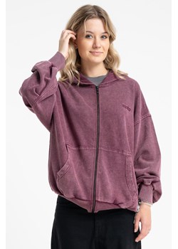 Bordowa bluza REGULAR z kapturem z efektem sprania, Rozmiar - 140, Kolor - Czerwony ze sklepu REPORTER w kategorii Bluzy dziewczęce - zdjęcie 189110446