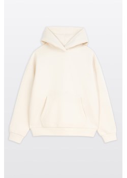 Kremowa bluza z kapturem bez nadruków, Rozmiar - 146, Kolor - Beżowy ze sklepu REPORTER w kategorii Bluzy dziewczęce - zdjęcie 189110749