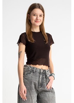 Brązowa bluzka SLIM z transparentnej siateczki z topem, Rozmiar - 152, Kolor - Seledynowy ze sklepu REPORTER w kategorii Bluzki dziewczęce - zdjęcie 189110768