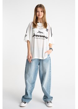 Jasnoniebieskie spodnie jeansowe BARREL z modnymi przetarciami, Rozmiar - 140, Kolor - Niebieski ze sklepu REPORTER w kategorii Spodnie dziewczęce - zdjęcie 189110907