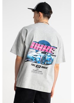 Szary t-shirt OVERSIZE z autorską grafiką z przodu, Rozmiar - 140, Kolor - Szary ze sklepu REPORTER w kategorii T-shirty chłopięce - zdjęcie 189111117