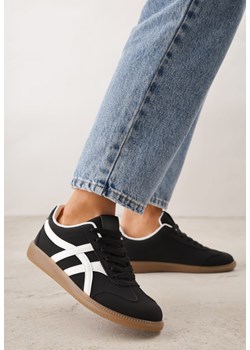 Czarne Sneakersy na Kauczukowej Podeszwie z Geometrycznym Wzorem Sewtila ze sklepu born2be.pl w kategorii Buty sportowe damskie - zdjęcie 189111426