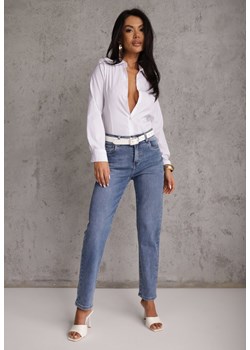 Jasnoniebieskie Jeansy z Bawełną o Fasonie Mom Fit Qastorea ze sklepu renee.pl w kategorii Jeansy damskie - zdjęcie 189111647