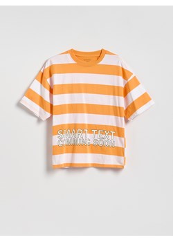 Reserved - Bawełniany t-shirt w paski - pomarańczowy ze sklepu Reserved w kategorii T-shirty chłopięce - zdjęcie 189111796