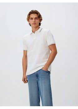 Reserved - Koszulka polo z bawełny merceryzowanej - złamana biel ze sklepu Reserved w kategorii T-shirty męskie - zdjęcie 189111798