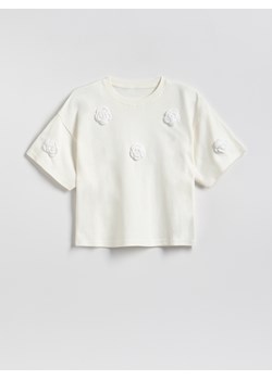 Reserved - T-shirt z aplikacją - złamana biel ze sklepu Reserved w kategorii Bluzki dziewczęce - zdjęcie 189111816