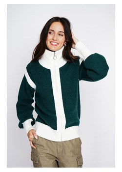 ASSUILI Kardigan w kolorze ciemnozielono-białym ze sklepu Limango Polska w kategorii Swetry damskie - zdjęcie 189117469