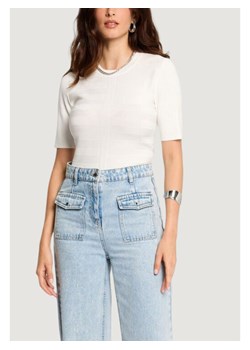 Morgan Bluzka 242-MENTHE Écru Slim Fit ze sklepu MODIVO w kategorii Bluzki damskie - zdjęcie 189120609